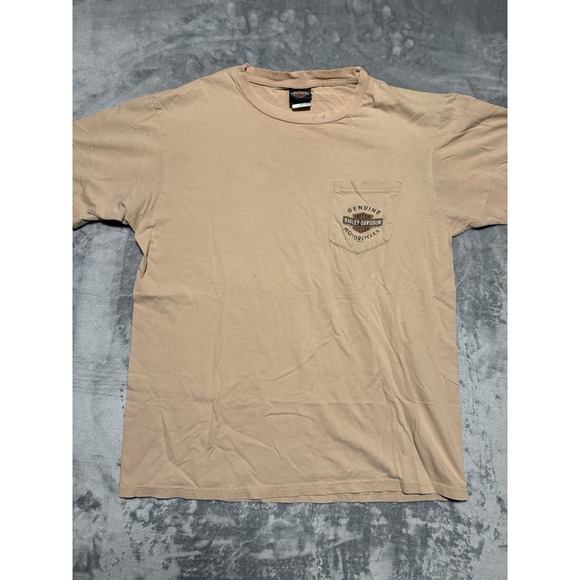 Harley-Davidson Other - Harley Davidson T Shirt Mens XL Beige San Jose California Distressed Pocket Tee